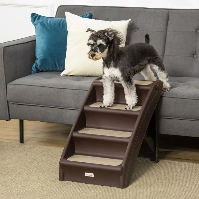 Non-Slip Portable Dog Steps for Bed & Sofa - Beige - Brown UK PET HOUSE