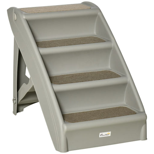 Non-Slip Portable Dog Steps for Bed & Sofa - Beige - Grey UK PET HOUSE