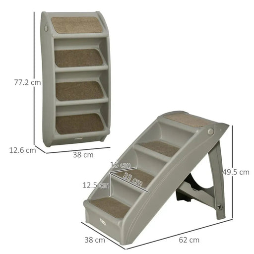 Non-Slip Portable Dog Steps for Bed & Sofa - Beige - Grey UK PET HOUSE