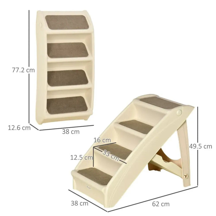 Non-Slip Portable Dog Steps for Bed & Sofa - Beige UK PET HOUSE