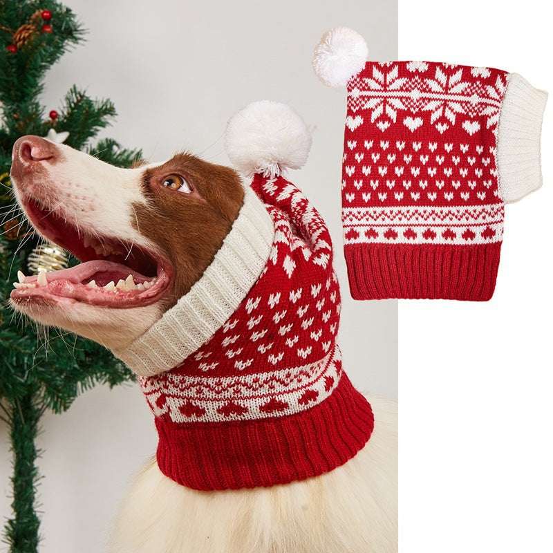 Pet Dog Cat Christmas Knitted Warm Fur Ball Hat UK PET HOUSE