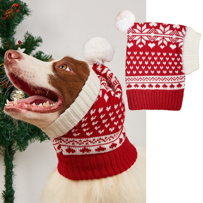 Pet Dog Cat Christmas Knitted Warm Fur Ball Hat