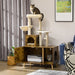 PawHut Litter Box Enclosure with Cat Tree Tower, Hammock, Cushion UK PET HOUSE