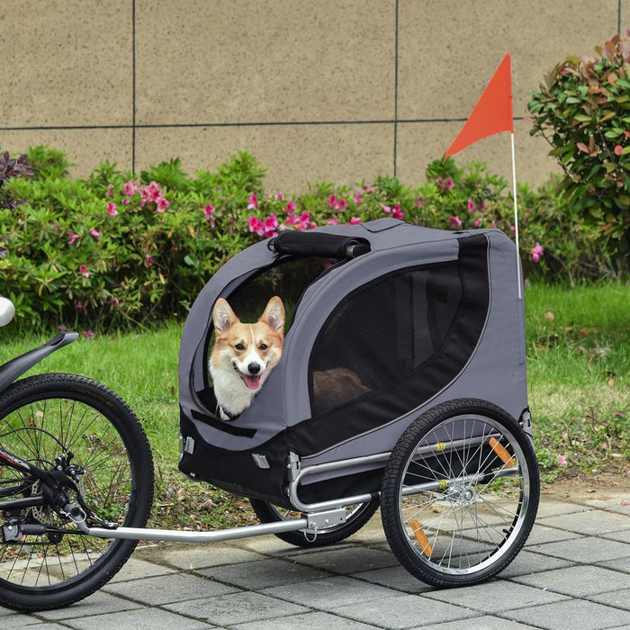 Pet Bicycle Trailer Dog Cat Bike Carrier Water Resistant Travel Steel Grey UK PET HOUSE