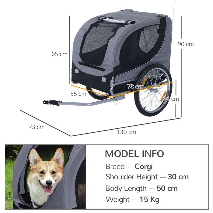 Pet Bicycle Trailer Dog Cat Bike Carrier Water Resistant Travel Steel Grey UK PET HOUSE