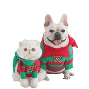 Pet Cat Dog Christmas Knitted Red and green striped Sweater UK PET HOUSE