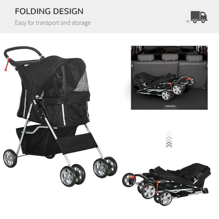 Pet Stroller Carrier Foldable Deluxe Jogger Walk Travel Dog Cat Black UK PET HOUSE