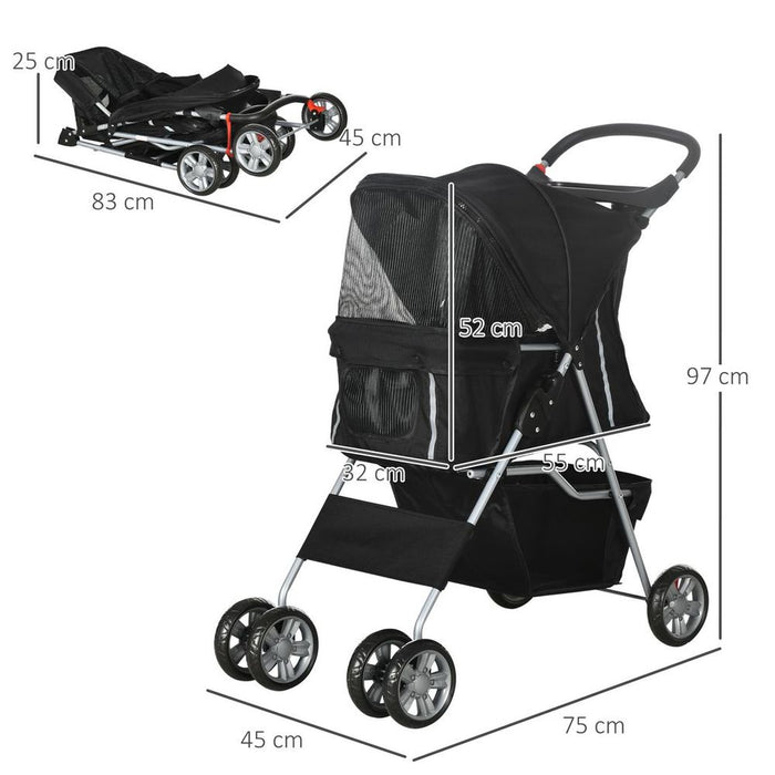 Pet Stroller Carrier Foldable Deluxe Jogger Walk Travel Dog Cat Black UK PET HOUSE