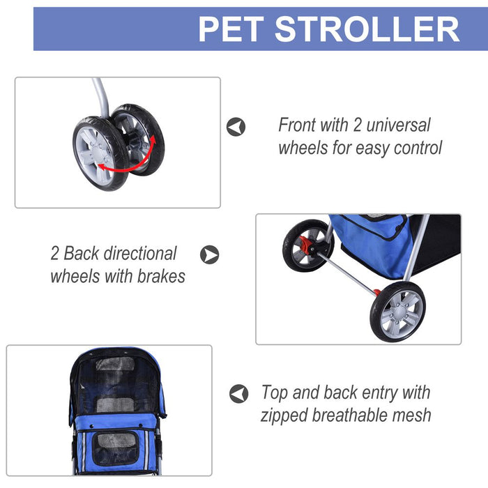 Pet Stroller Cat Dog Jogger Puppy Pushchair Travel Cart Carrier Walk 4 Wheels UK PET HOUSE