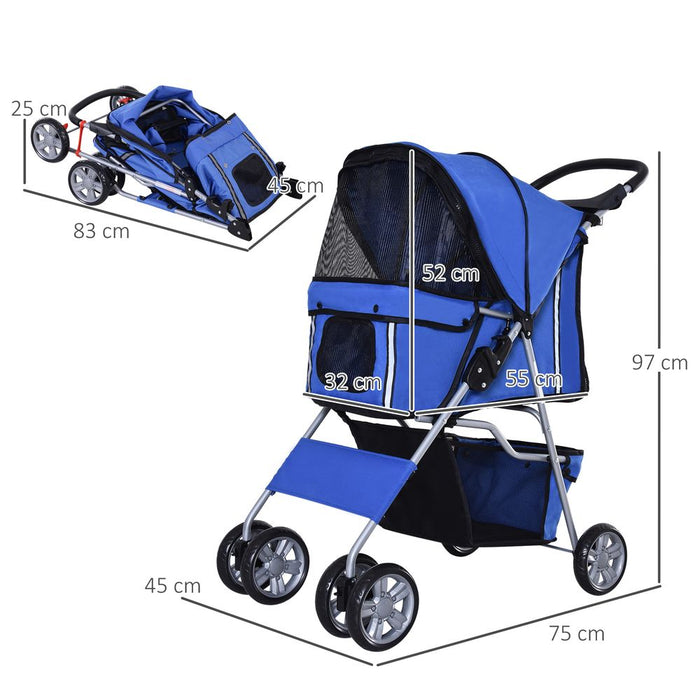 Pet Stroller Cat Dog Jogger Puppy Pushchair Travel Cart Carrier Walk 4 Wheels UK PET HOUSE