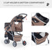 Pet Stroller Pushchair Carrier for Cat Puppy with 3 Wheels Brown Pawhut UK PET HOUSE