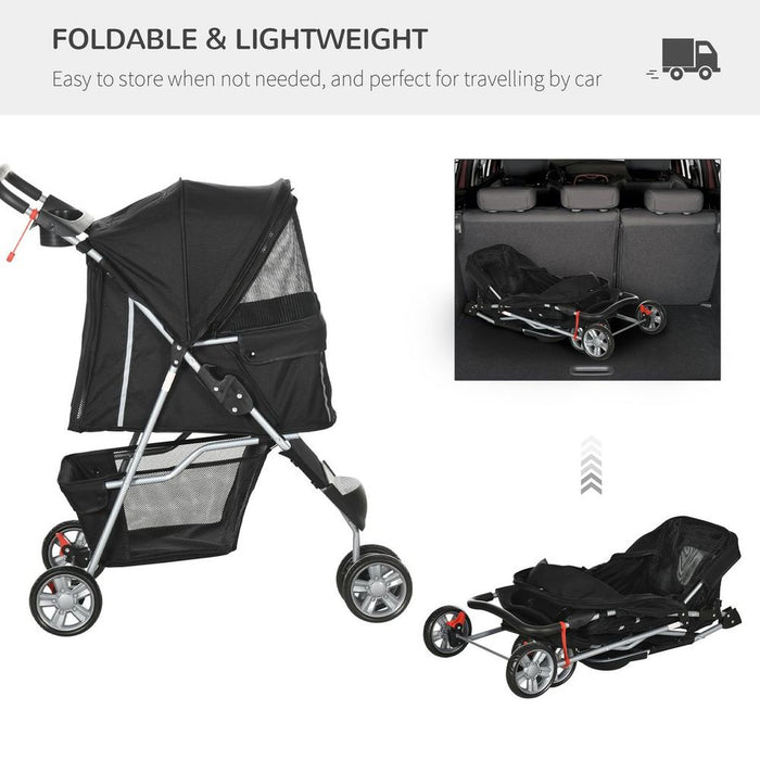 Pet Stroller Pushchair Carrier with 3 Wheels UK PET HOUSE