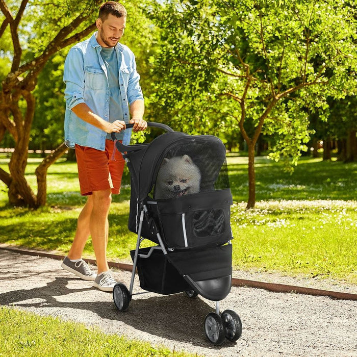 Pet Stroller Pushchair Carrier with 3 Wheels UK PET HOUSE