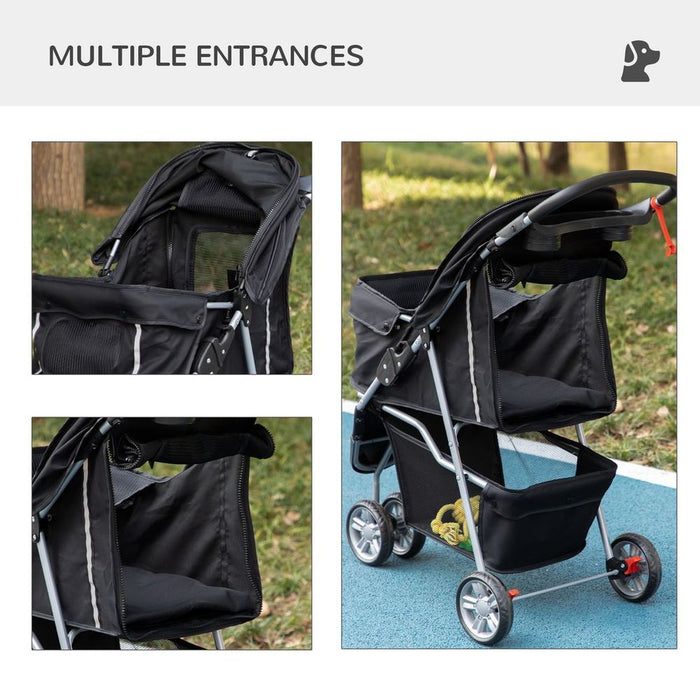 Pet Stroller Pushchair Carrier with 3 Wheels UK PET HOUSE