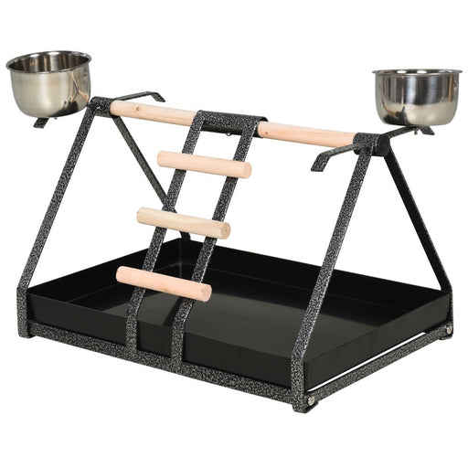 Portable Bird Stand Resting Stainless Steel Base Perch Ladder Bowls UK PET HOUSE