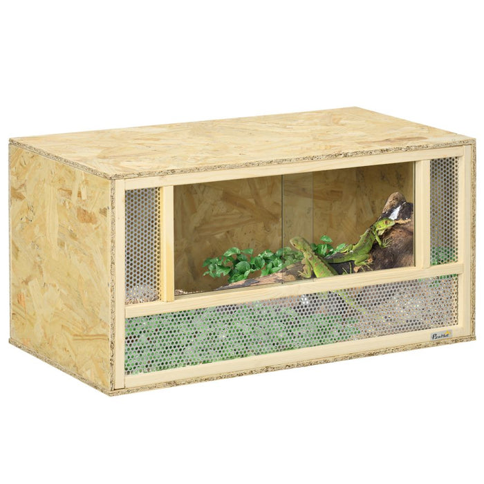 Reptile Terrarium Vivarium w/ Glass Sliding Doors, Breathable Mesh UK PET HOUSE