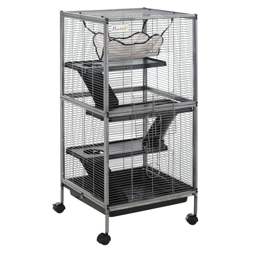 Rolling Small Animal Cage for Chinchillas Ferrets Kittens w/ Platform Ramp Tray UK PET HOUSE