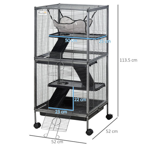 Rolling Small Animal Cage for Chinchillas Ferrets Kittens w/ Platform Ramp Tray UK PET HOUSE