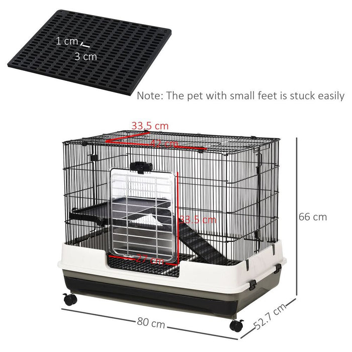 Small Pet Animal Cage w/ Metal Wire Top Platform Removable Tray 4 Wheels UK PET HOUSE