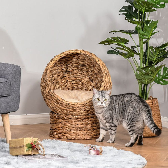 Wicker Cat House with Cylindrical Base UK PET HOUSE