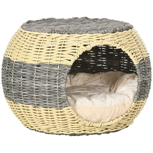 Wicker Pet Rattan Bed w/ Soft Cushion UK PET HOUSE