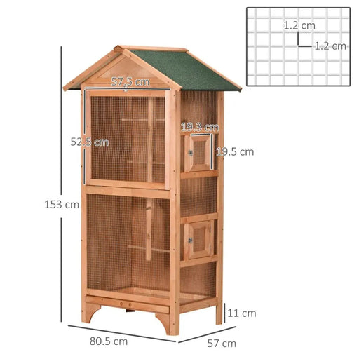 Wooden Bird Aviary for Finch, Canary w/ Removable Tray, Asphalt Roof - Orange UK PET HOUSE