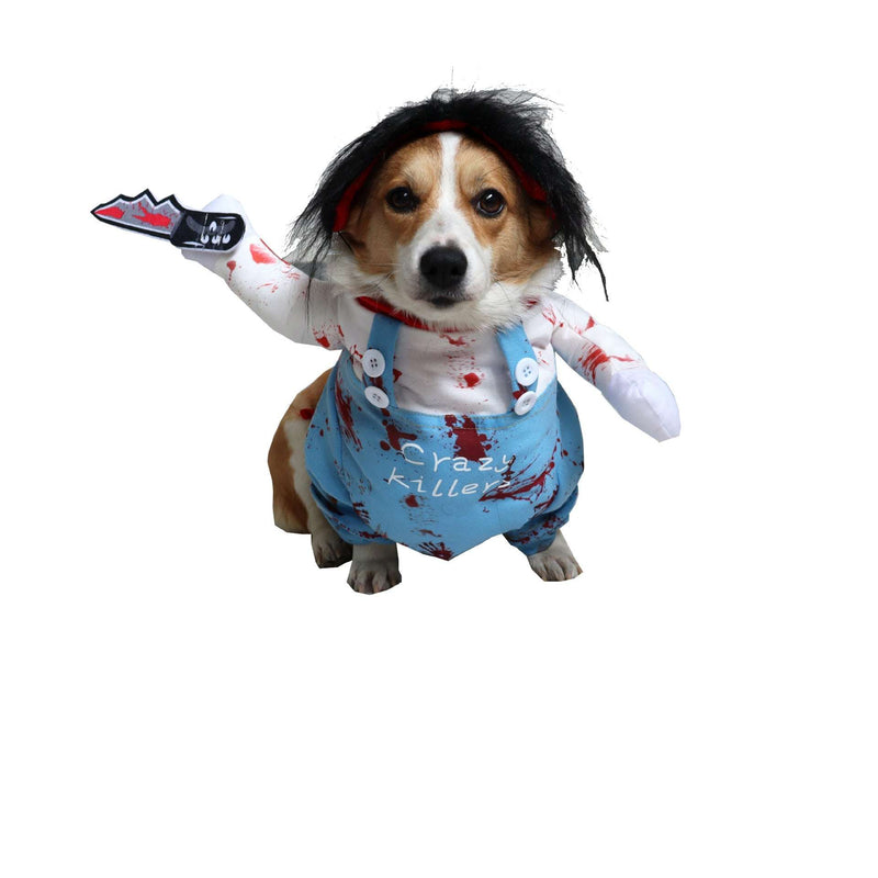 Crazy Killer Pet Costume for Dogs & Cats – Funny Halloween Cosplay Outfit for Pets UK PET HOUSE