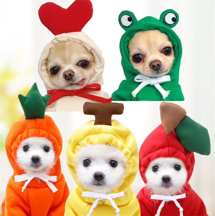 Pet Cat Dog Cute Fruit Hoodies Costume Winter Warm Fleece