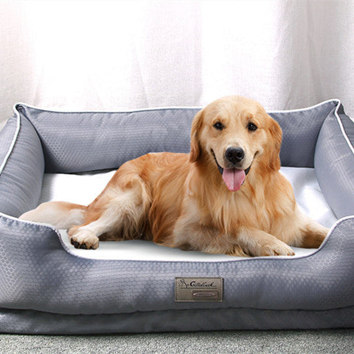 Removable Washable Dog and Cat Bed – Grey Plush Pet Sofa for Medium & Large Pets DOG n KITTY