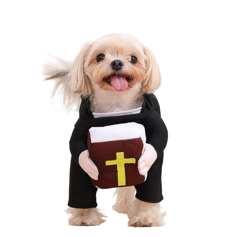 Halloween Pet Costume – Choose Between Nun Cloak or Priest Holding Bible Outfit for Cats & Small Dogs UK PET HOUSE