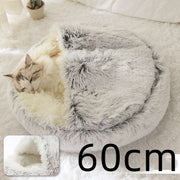 Pet Cat Dog 2 In 1 Winter Bed Round Plush Warm Bed House Soft Long Plush UK PET HOUSE