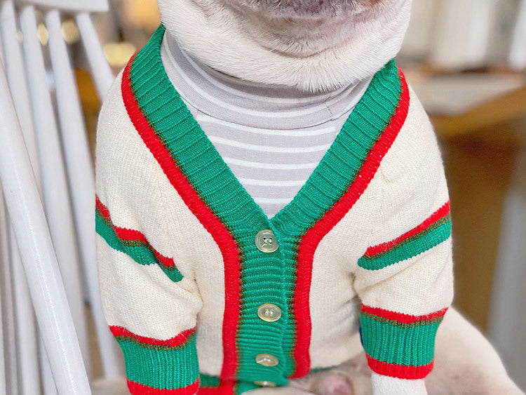 Striped Knitted Winter Pet Sweater – Warm Dog & Cat Cardigan for Bichon, Schnauzer & Small Breed UK PET HOUSE