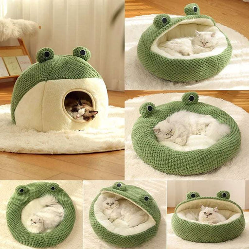 Little Frog Pet Bed – Warm Plush Nest for Small Cats & Dogs (Up to 5 kg), Cozy Autumn Winter House Prowise Healthcare