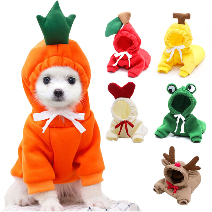 Pet Cat Dog Cute Fruit Hoodies Costume Winter Warm Fleece