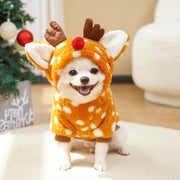 Pet Dog Cat Christmas Elk Costume – Fleece-Lined Autumn & Winter Clothes for Medium Dogs UK PET HOUSE