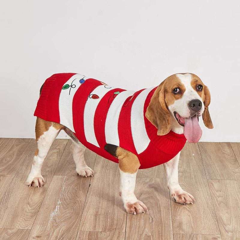 Pet Cat Dog Striped Christmas Lantern Turtleneck Sweater Unbranded