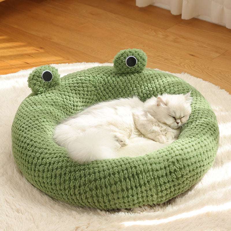 Little Frog Pet Bed – Warm Plush Nest for Small Cats & Dogs (Up to 5 kg), Cozy Autumn Winter House UK PET HOUSE