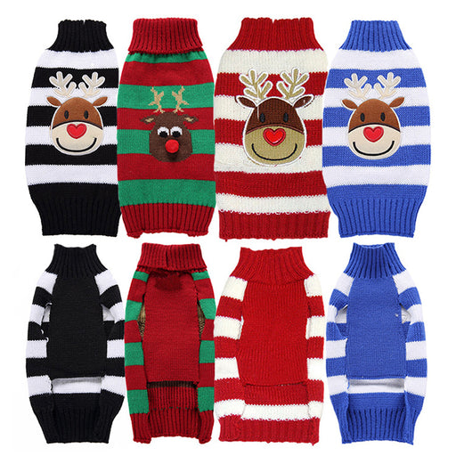 Christmas Moose Pattern Sweater for Dogs & Cats – Festive Winter Knitwear UK PET HOUSE