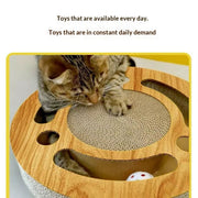 Grab & Play 2-in-1 Cat Scratch Pad Toy – Interactive Round Treasure for Cats UK PET HOUSE