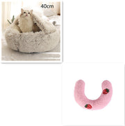 Pet Cat Dog 2 In 1 Winter Bed Round Plush Warm Bed House Soft Long Plush UK PET HOUSE