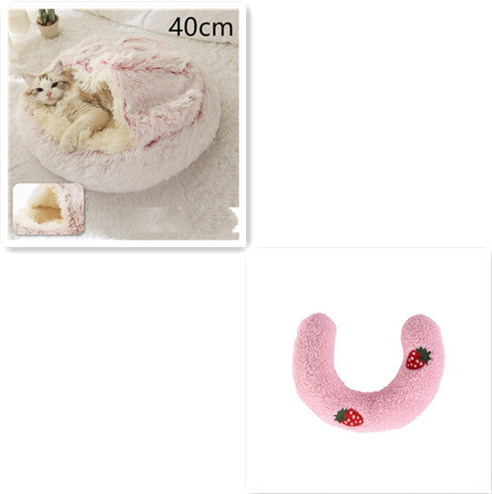 Pet Cat Dog 2 In 1 Winter Bed Round Plush Warm Bed House Soft Long Plush UK PET HOUSE