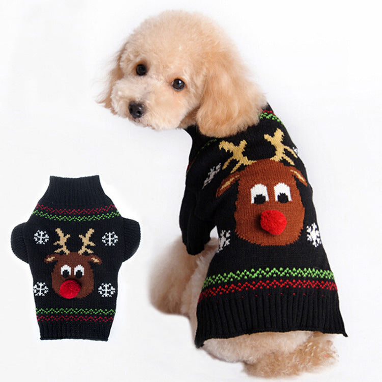 Christmas Moose Pattern Sweater for Dogs & Cats – Festive Winter Knitwear UK PET HOUSE