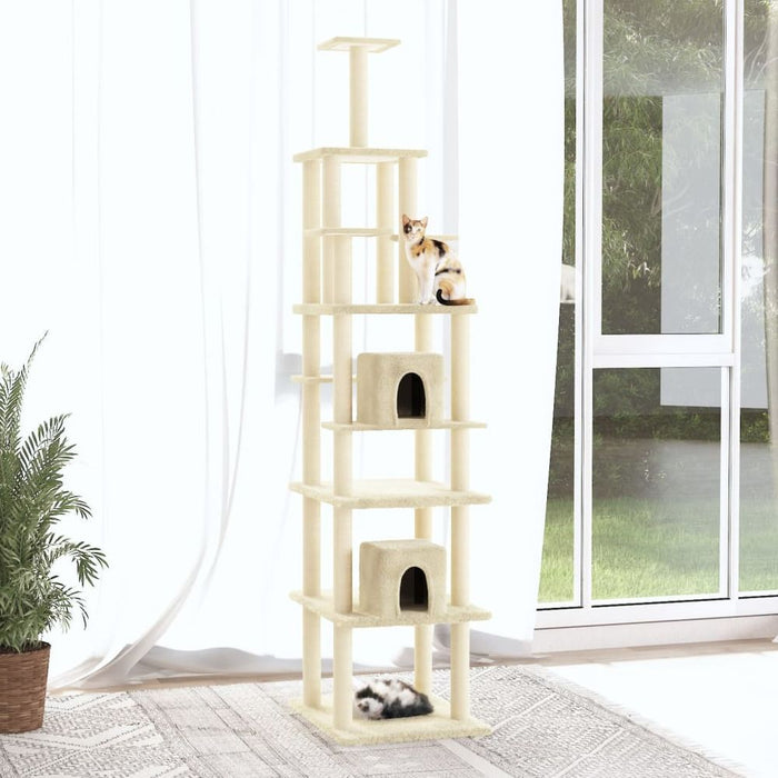 Cat Tree with Sisal Scratching Posts Light Grey 216 cm