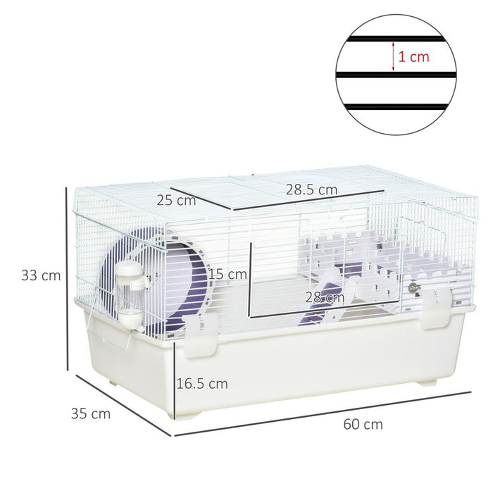 Two-Tier Hamster Cage Gerbil Haven w/Exercise Wheel, Water Bottle, Ladder, White