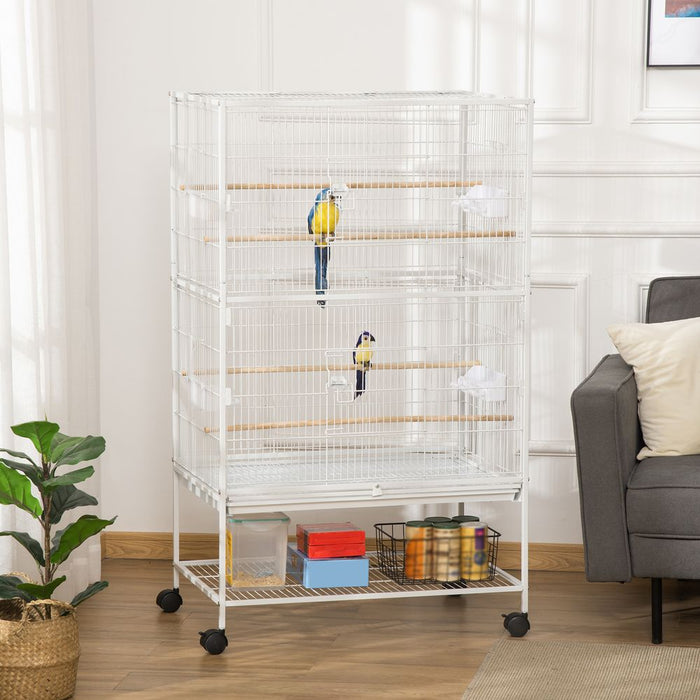 Large Bird Cage Budgie Cage for Finch Canaries Parrot with Stand White