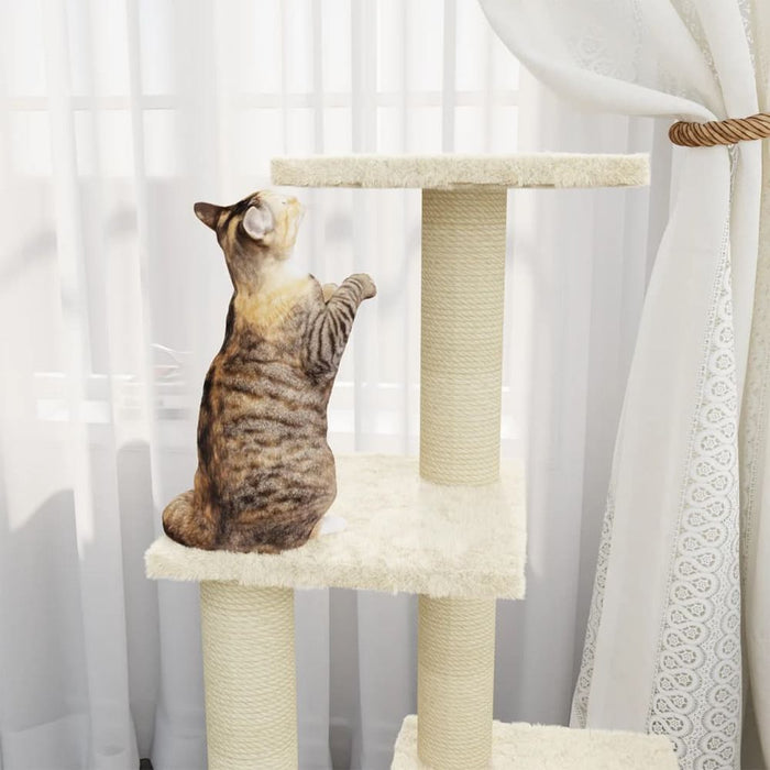 Cat Tree with Sisal Scratching Posts Cream 92 cm