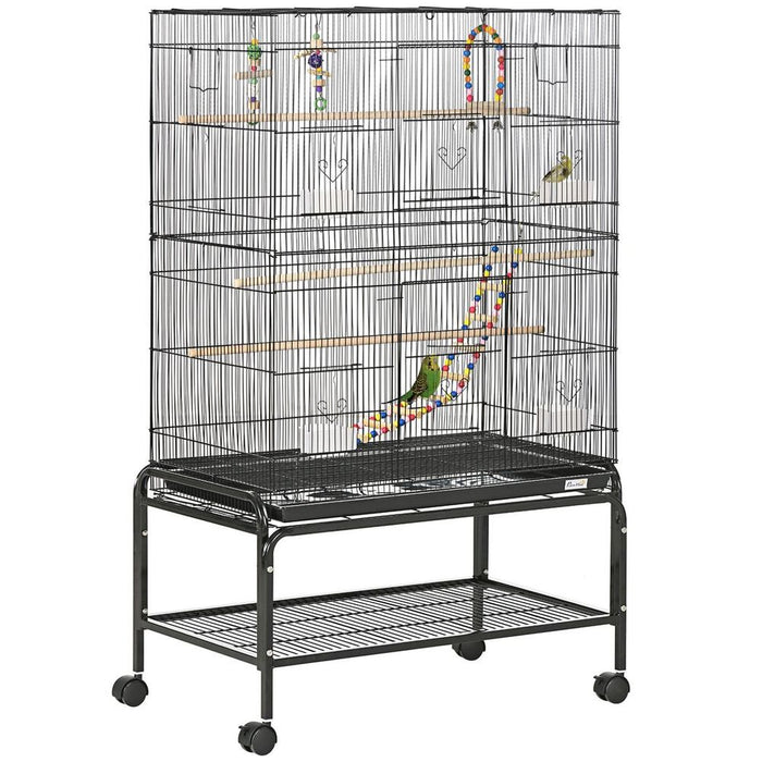 Bird Cage, with Stand, Wheels, Toys, for Budgies, Finches, Parakeets