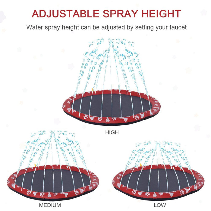 170cm Splash Pad Sprinkler for Pets Dog Bath Pool Non-slip Outdoor Red Pawhut