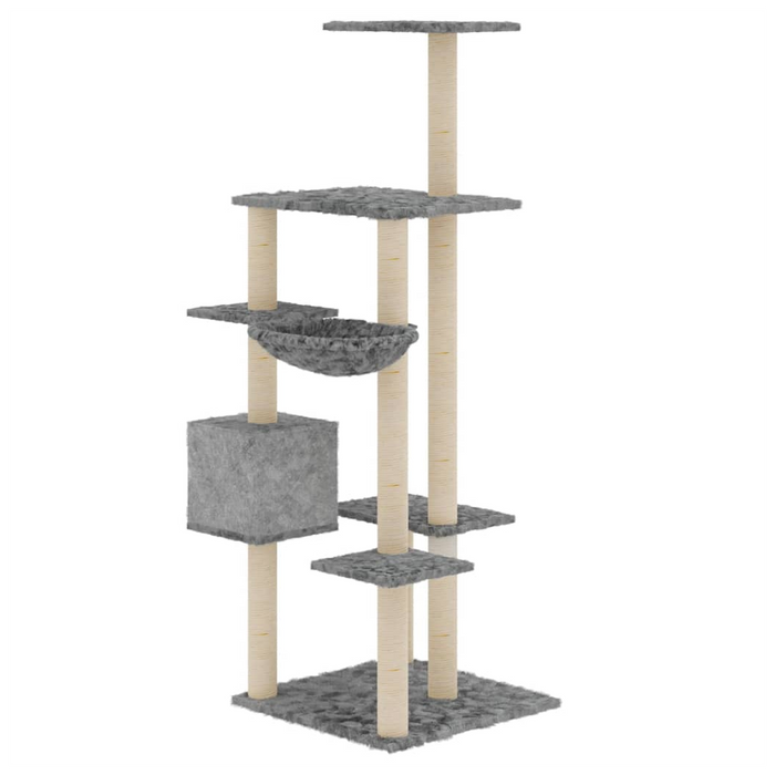 Cat Tree with Sisal Scratching Posts Light Grey 142 cm