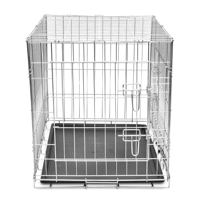 Dog Crate 2/3 Doors w/Tray Fold Metal Pet Cage Kennel House 30"/37"/43"/48"